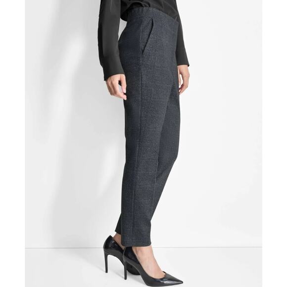 DKNY Women Charcoal Plaid The Gramercy High-Rise Slim-Leg Ankle Trousers Size 14 - Picture 3 of 6